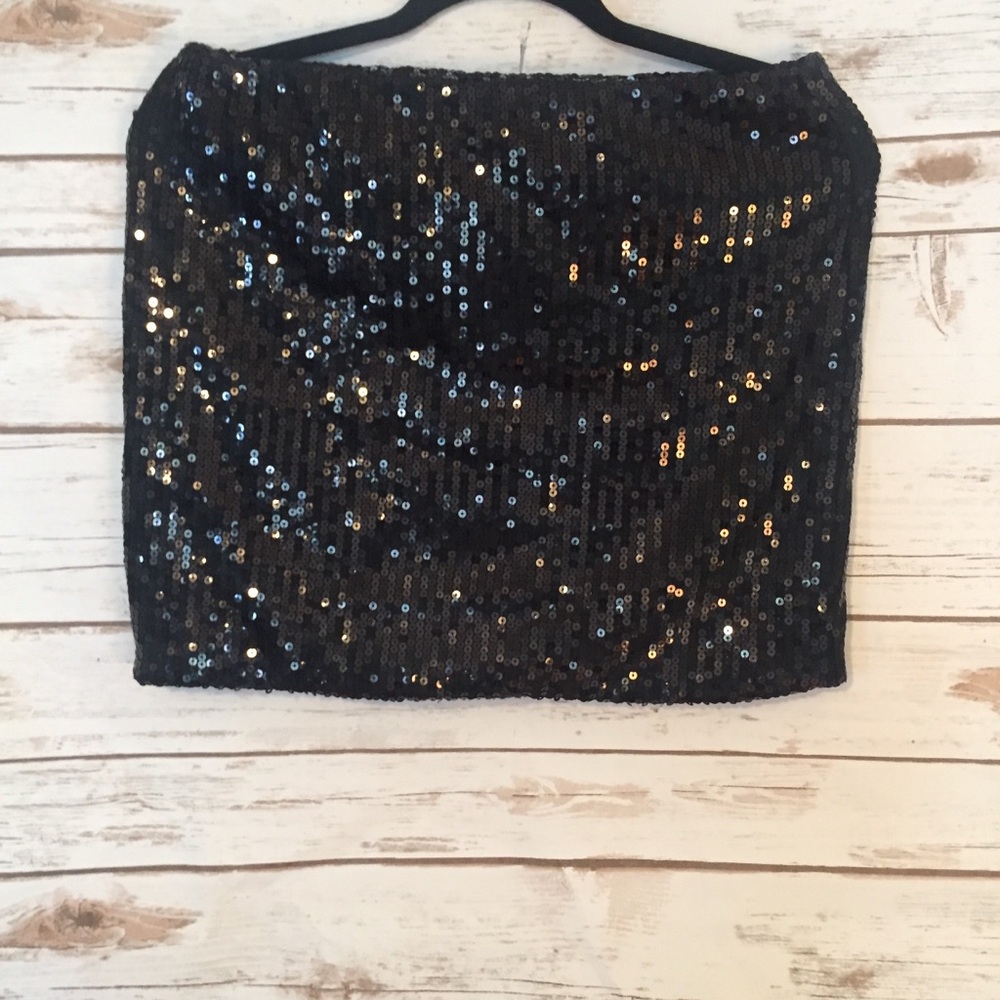Black sequin mini skirt